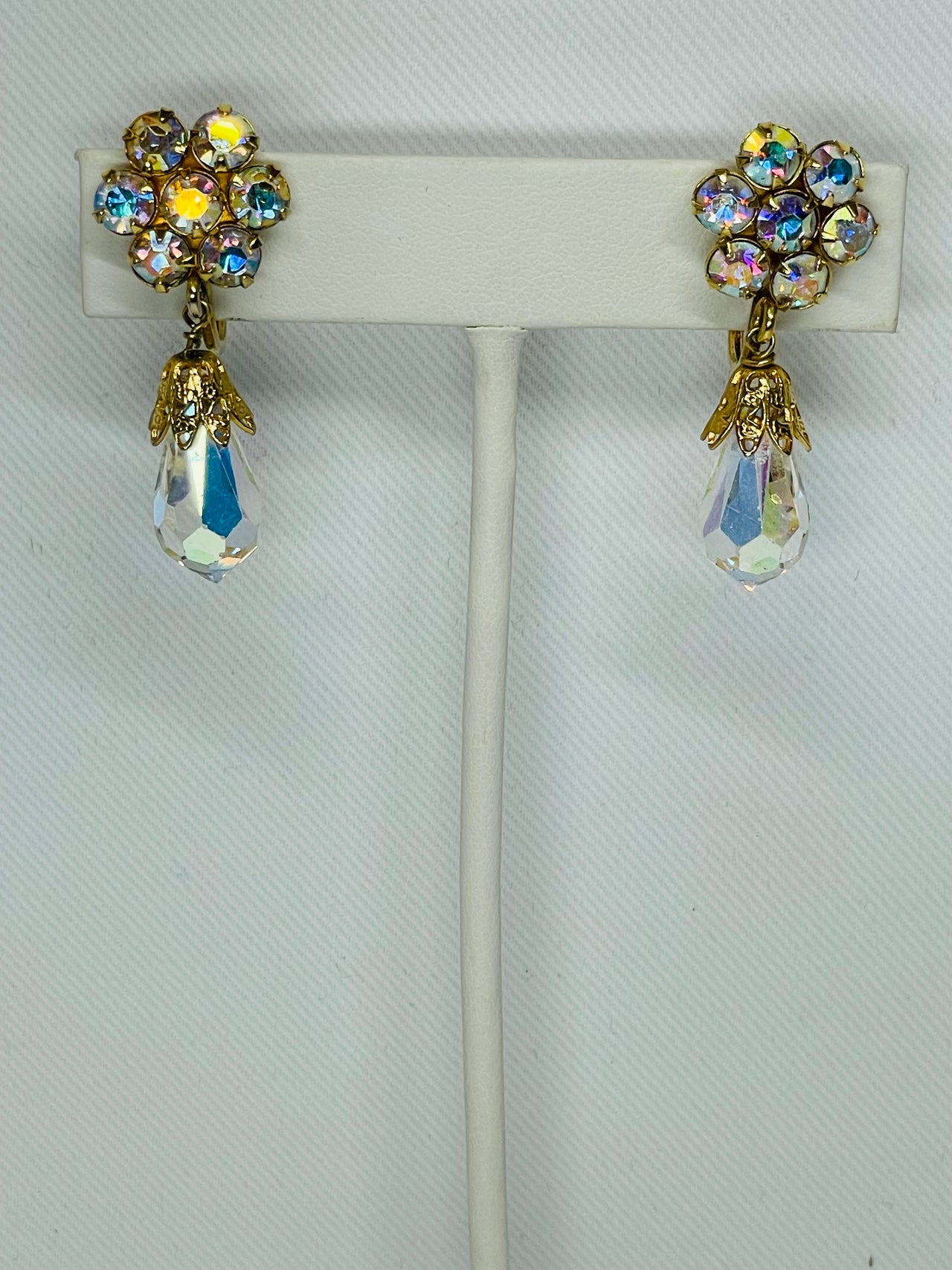 Napier AB Rhinestone Flower Dangle Earrings