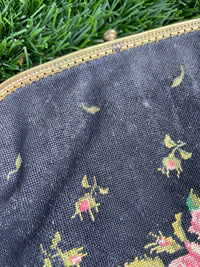 Thumbnail for Antique Black Petite Point Rose Purse