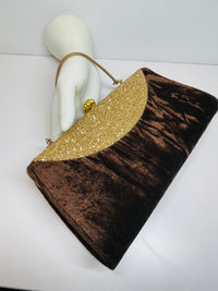 Thumbnail for 1960’s Brown Velvet and Gold Glitter Purse