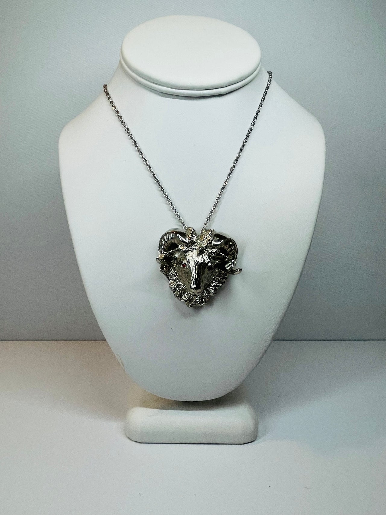 Silver Goat with Red Eye Rhinestones