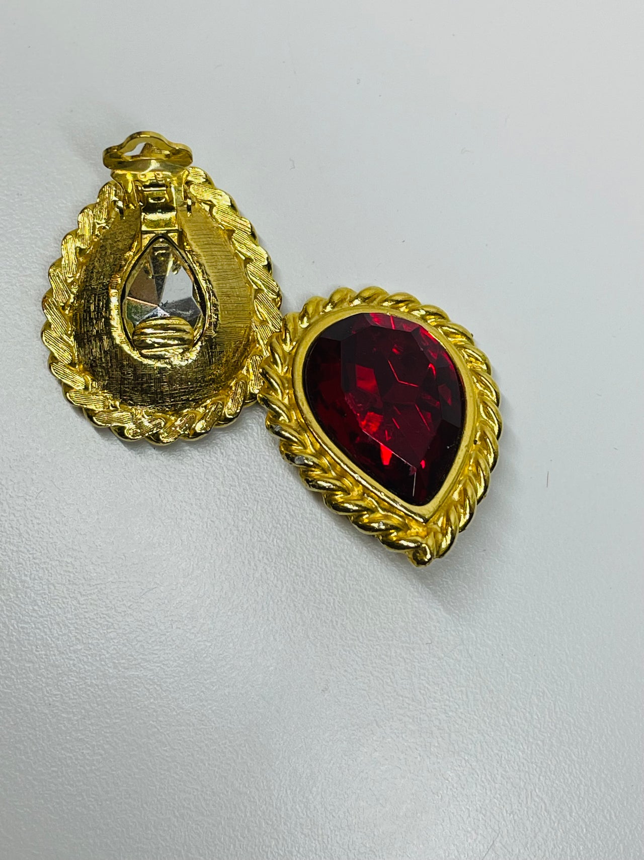 Red Rhinestone Teardrop Earrings