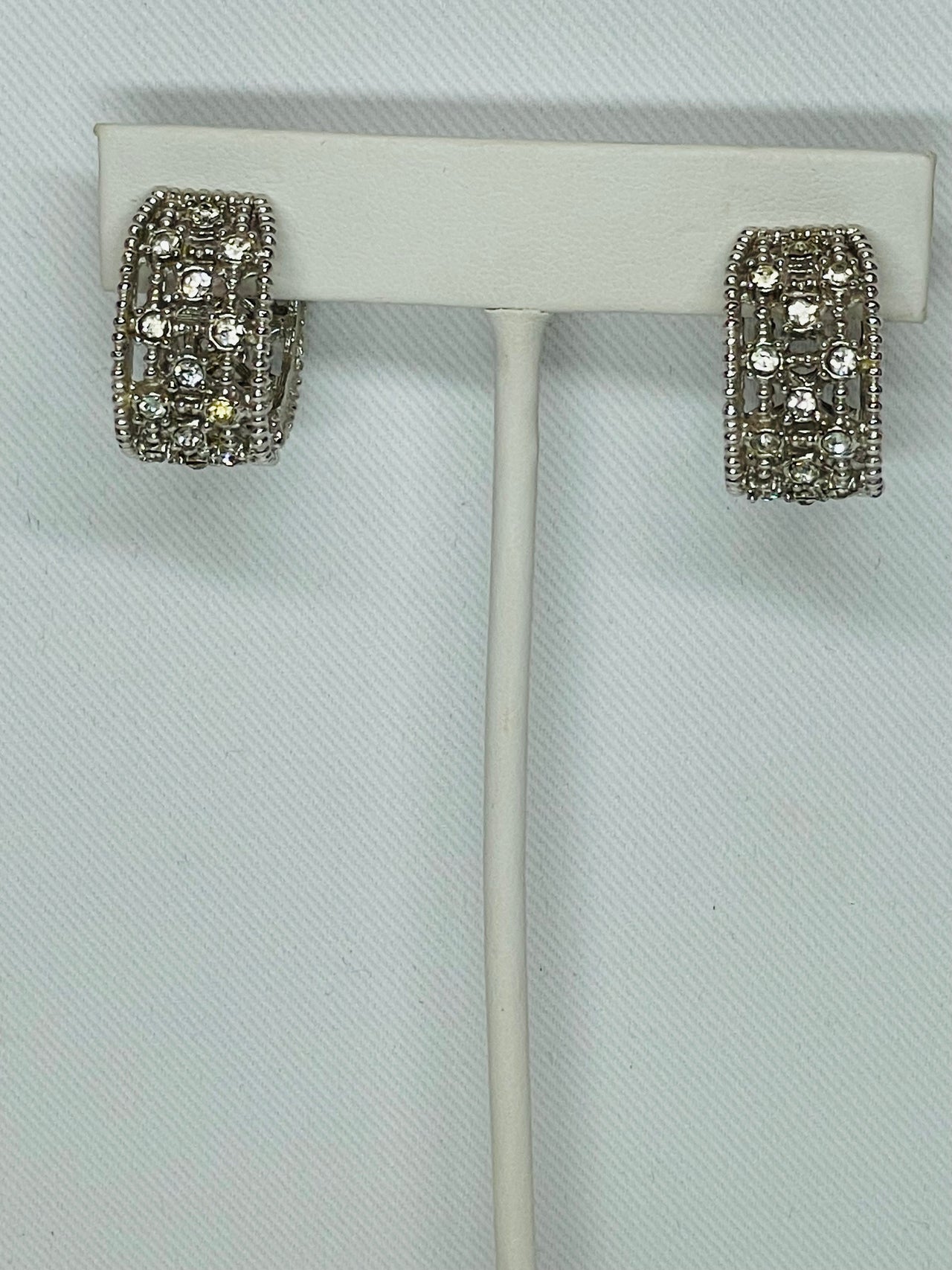 Silver Rhinestone Hoops