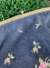Thumbnail for Antique Black Petite Point Rose Purse