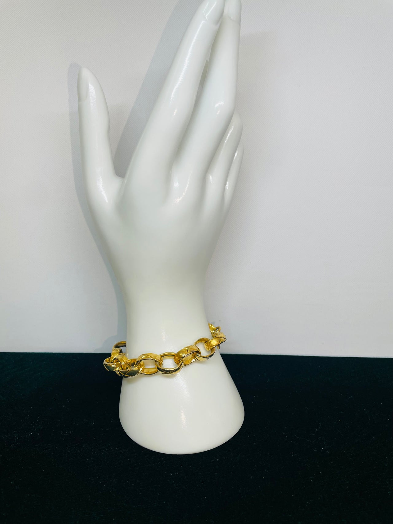 Etched Goldtone Oval Link Bracelet