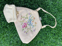 Thumbnail for 1950’s Champagne Floral Embroidery Purse by Trinity