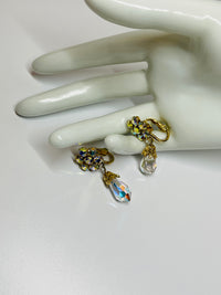 Thumbnail for Napier AB Rhinestone Flower Dangle Earrings