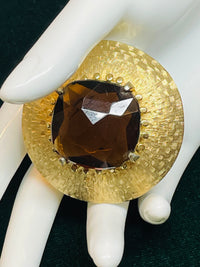 Thumbnail for Large Brown and Gold Brooch