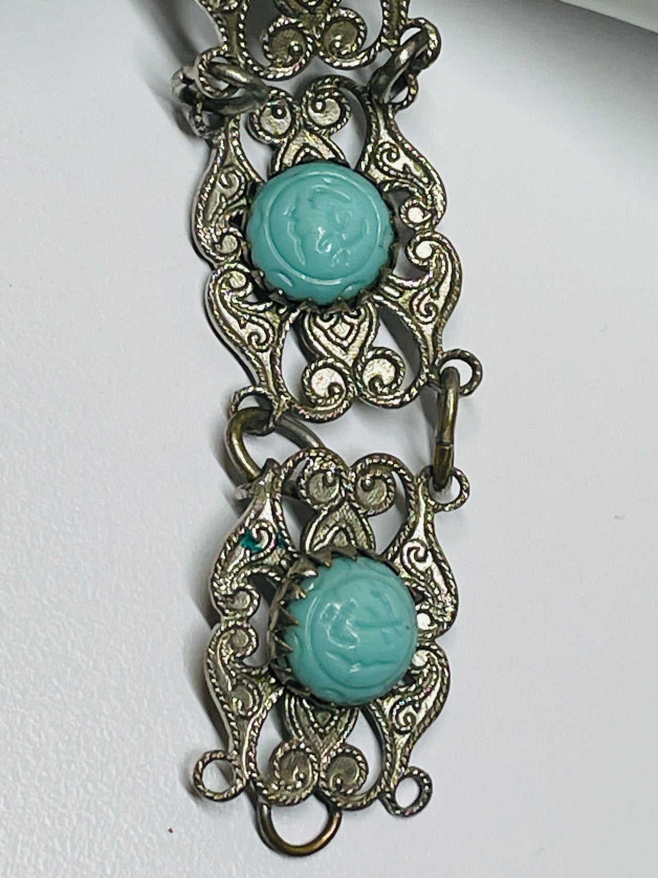 Silver Faux Turquoise Bracelet