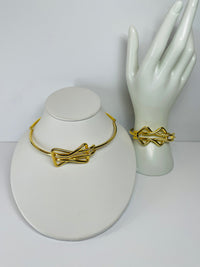 Thumbnail for Gold Tone Bow Choker and Bracelet Set