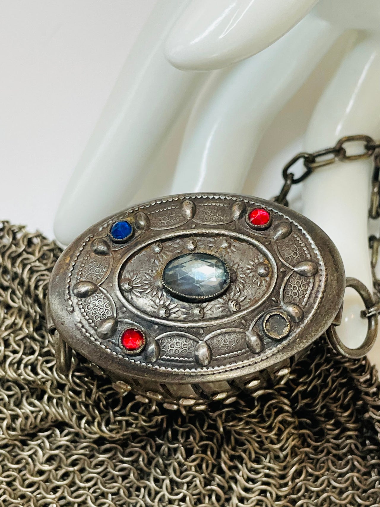 Accordion Silver Chainmail Purse