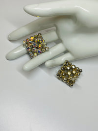 Thumbnail for AB Rhinestone and Beaded Brooch and Earrings Set