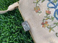 Thumbnail for 1950’s Champagne Floral Embroidery Purse by Trinity
