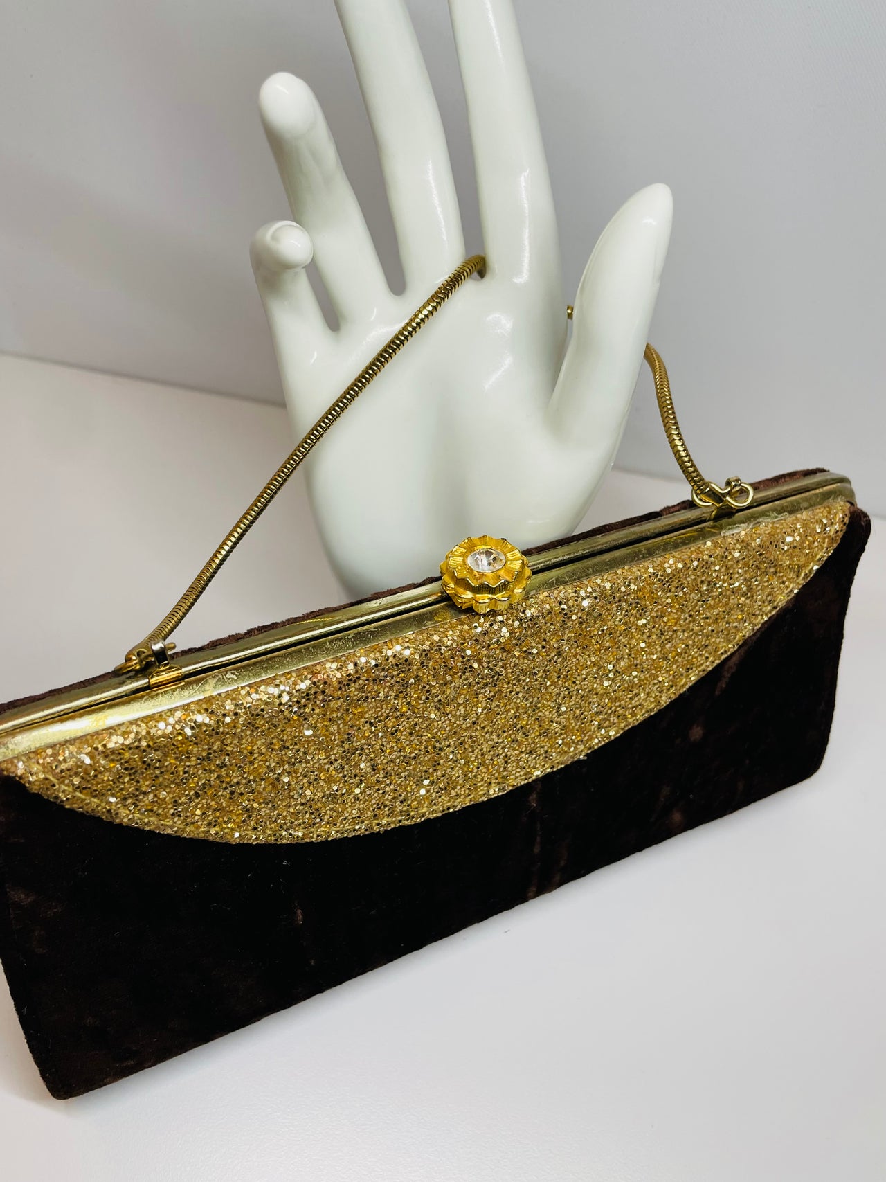 1960’s Brown Velvet and Gold Glitter Purse