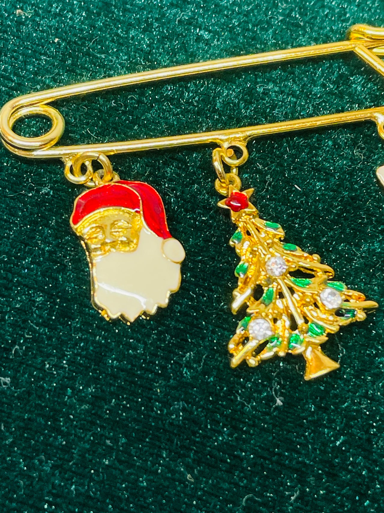 Avon Holiday Safety Pin Brooch