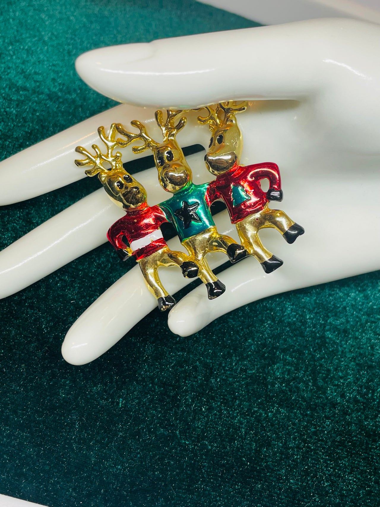 AJC Dancing Reindeer Brooch