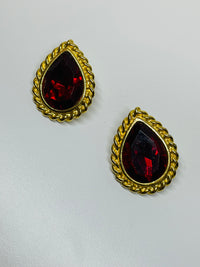 Thumbnail for Red Rhinestone Teardrop Earrings