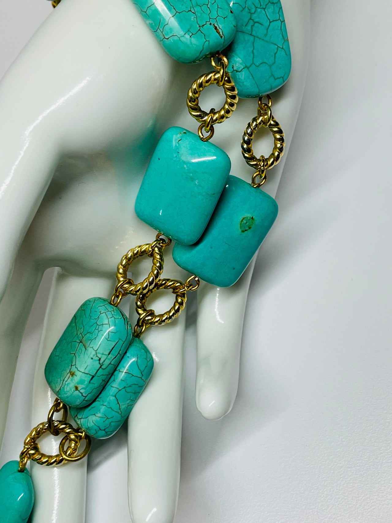 Created Turquoise and Gold Necklace