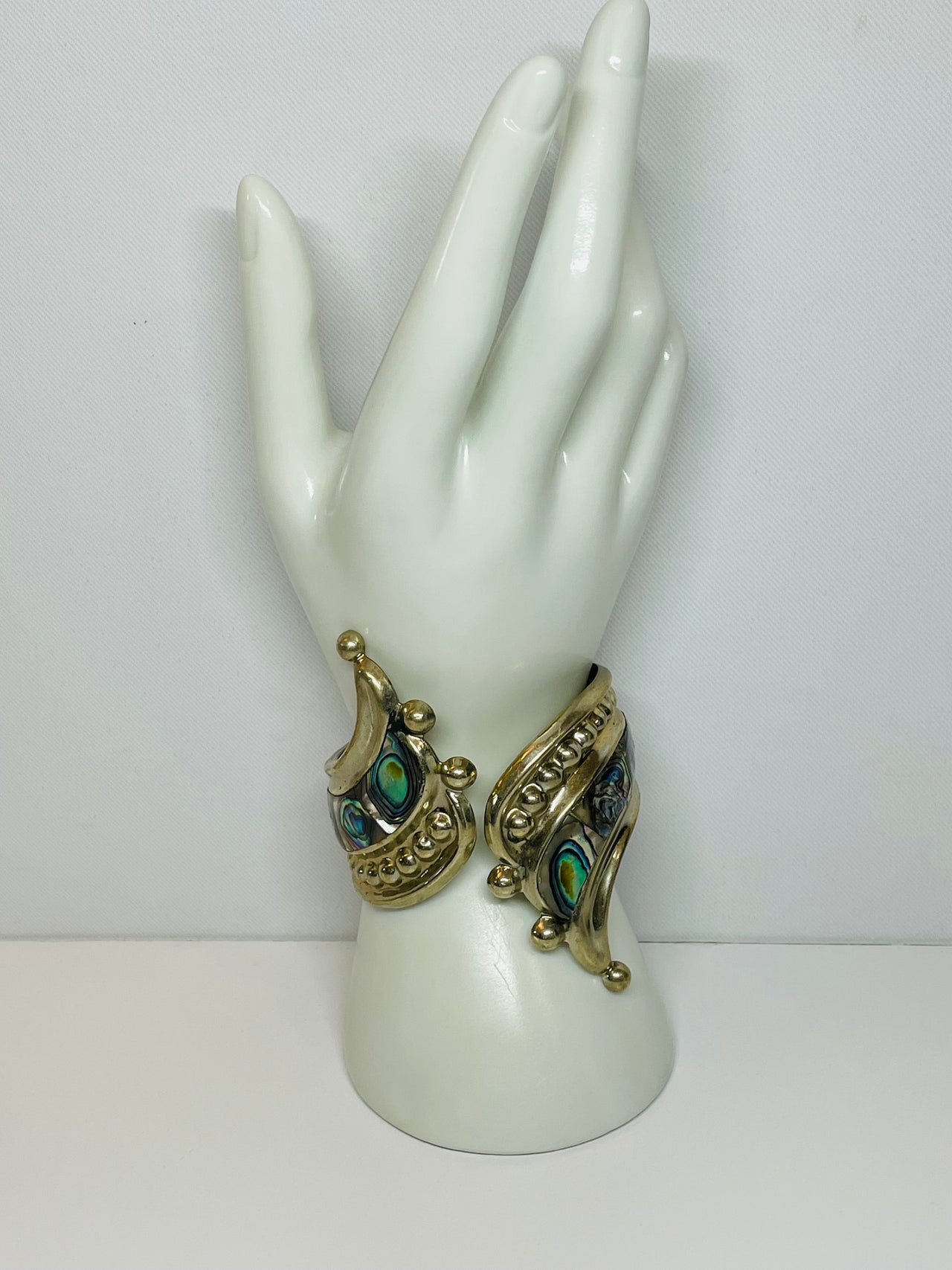 Mexico Silver Abalone Bypass Clamper Bracelet