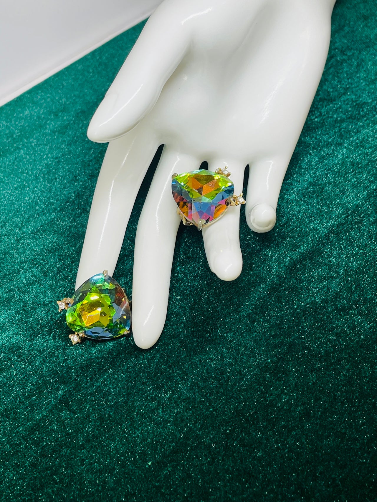 Watermelon AB Rhinestone Clip On Earrings