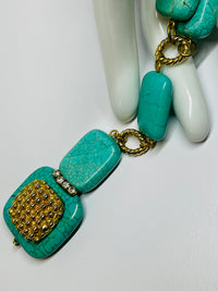 Thumbnail for Created Turquoise and Gold Necklace