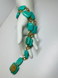 Thumbnail for Created Turquoise and Gold Necklace