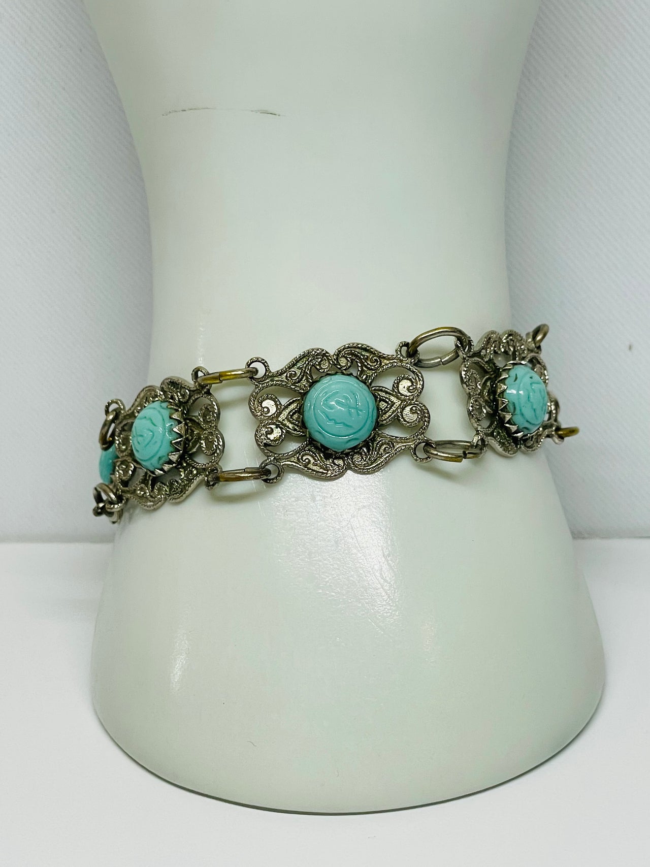Silver Faux Turquoise Bracelet
