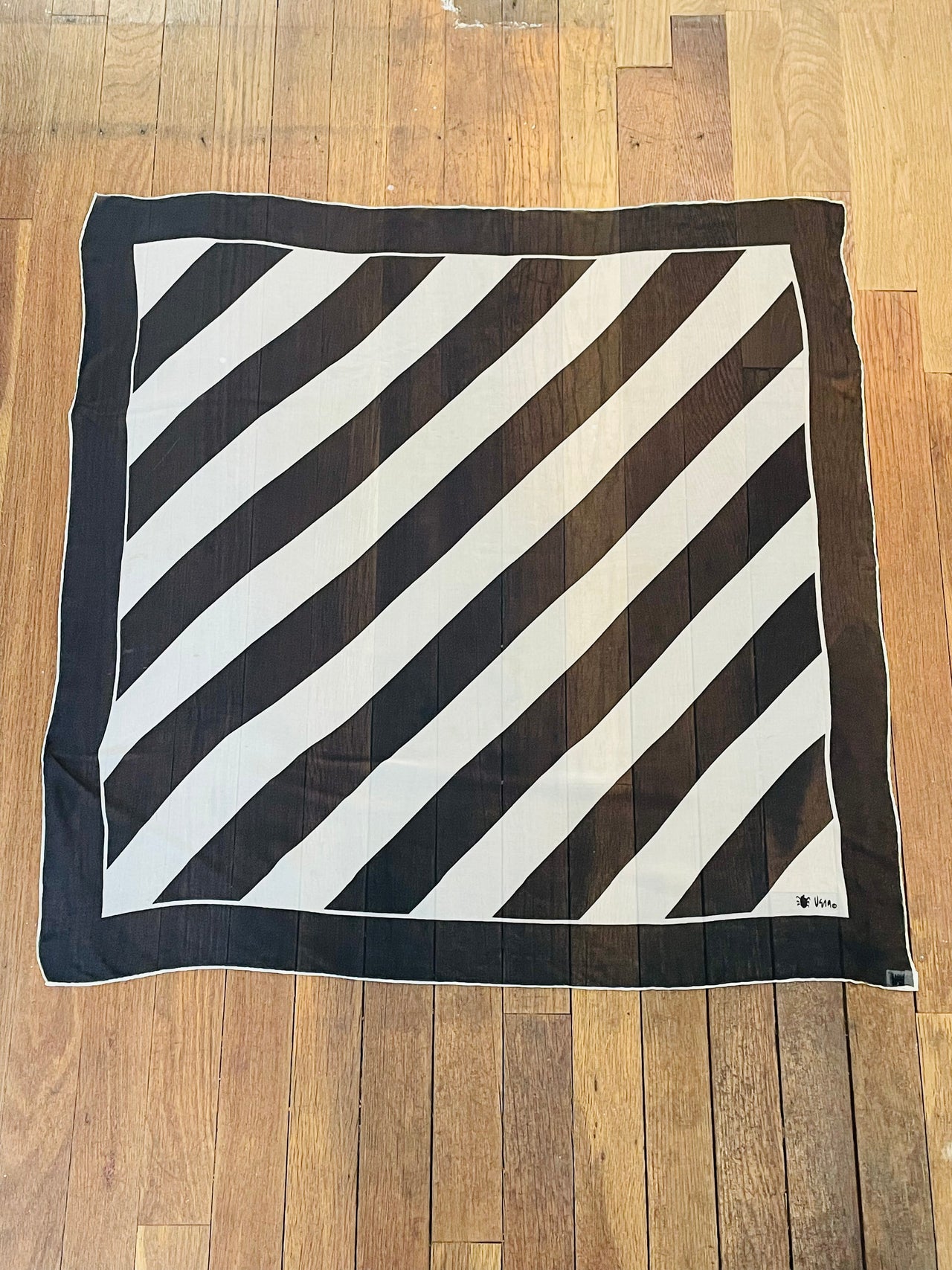 Vera Sheer Black and White Striped Scarf