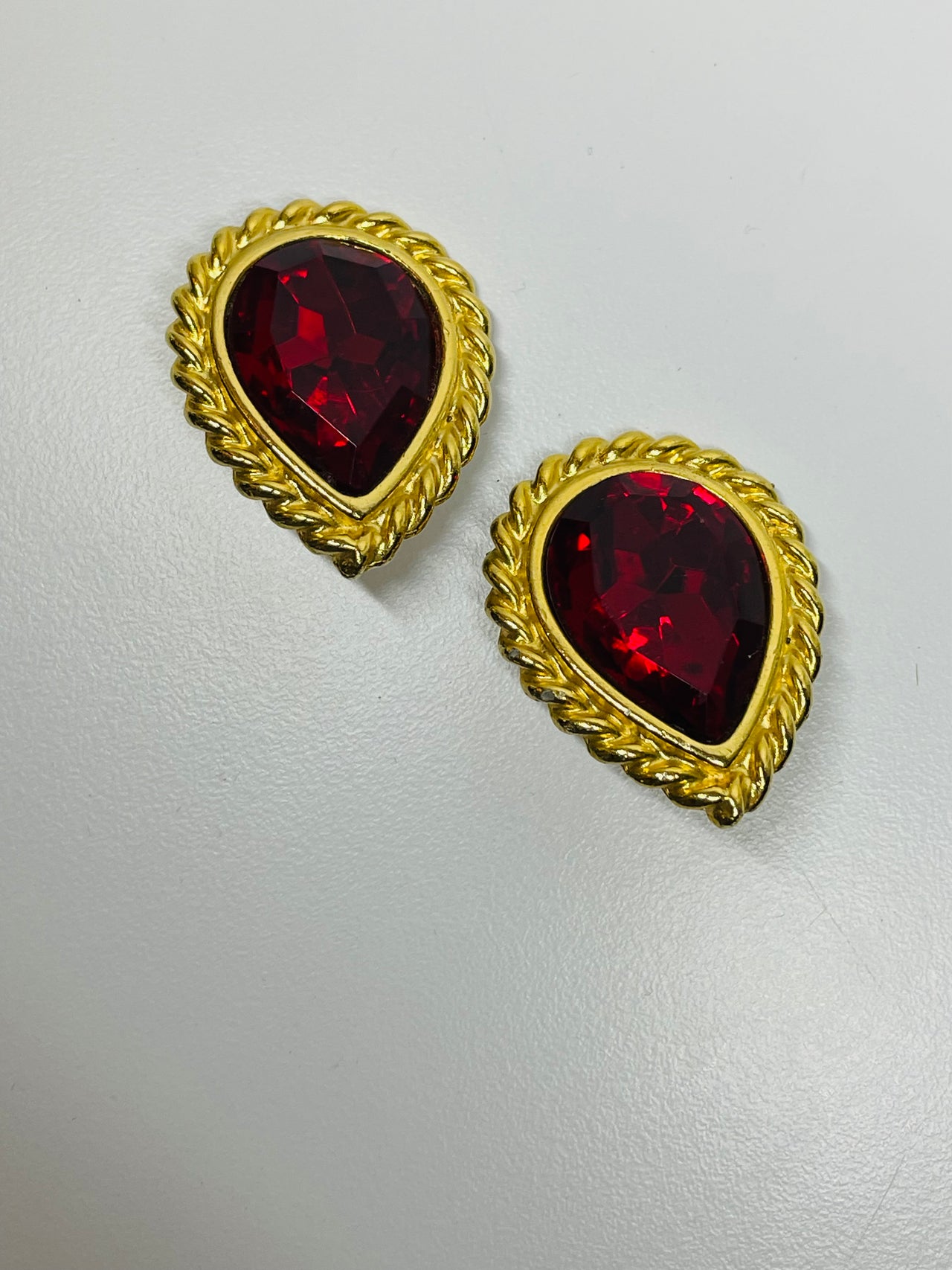 Red Rhinestone Teardrop Earrings