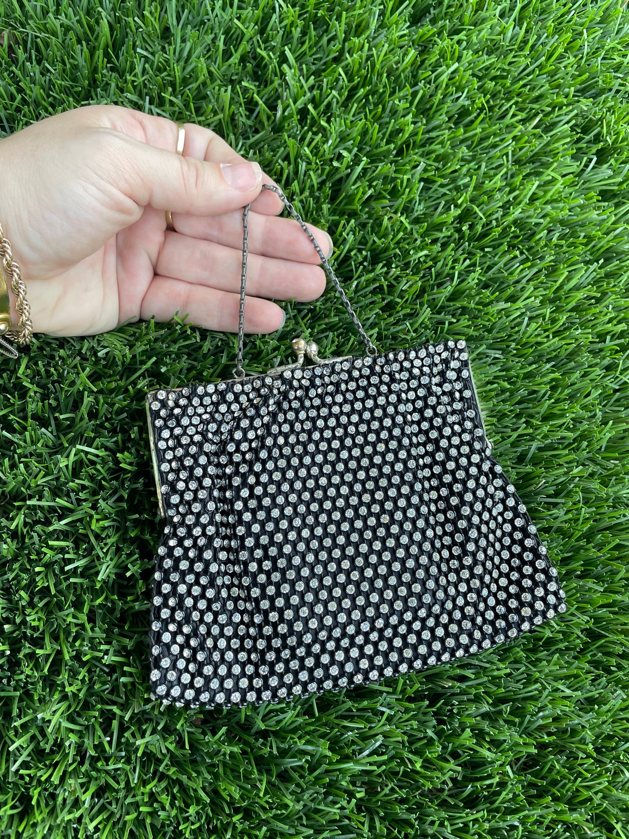 Antique Black Rhinestone Handbag