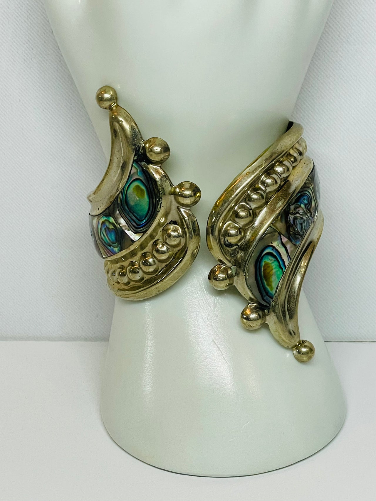 Mexico Silver Abalone Bypass Clamper Bracelet