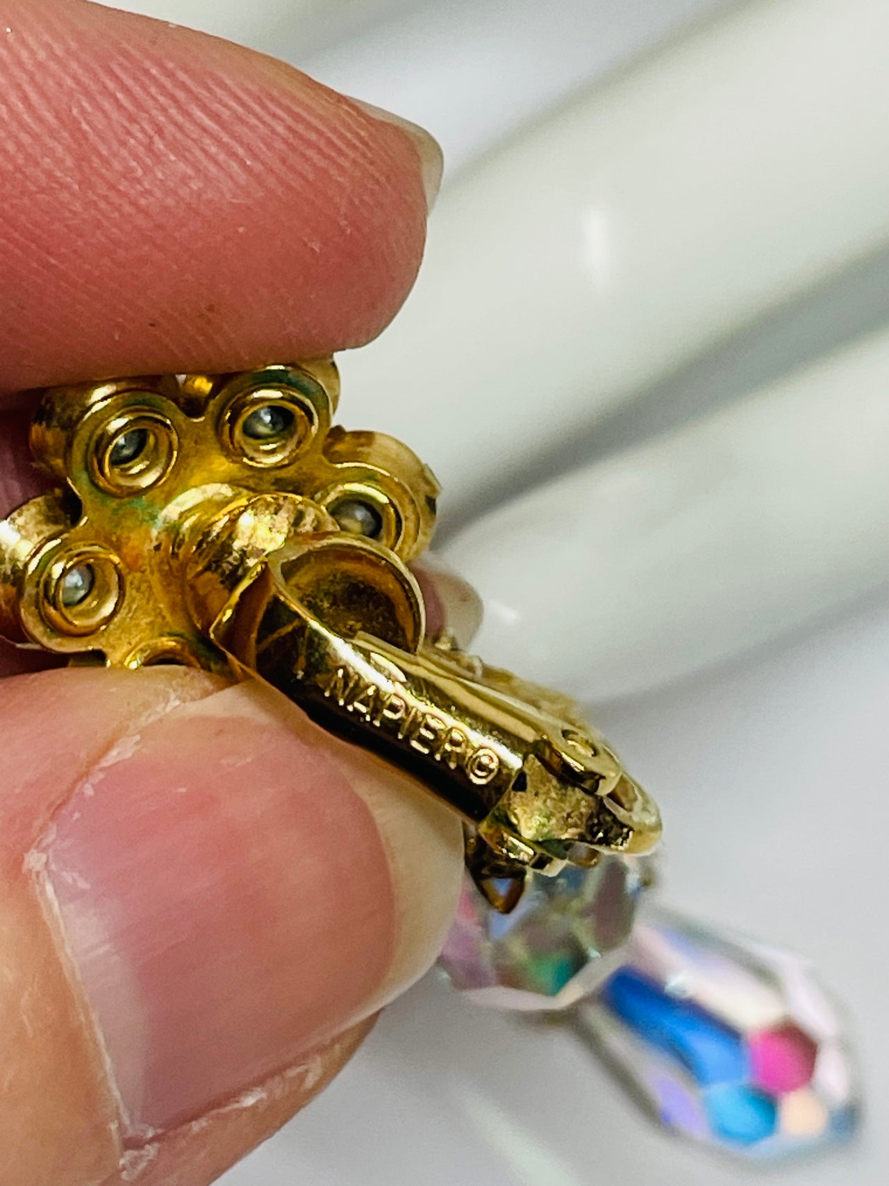 Napier AB Rhinestone Flower Dangle Earrings