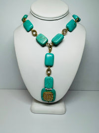 Thumbnail for Created Turquoise and Gold Necklace