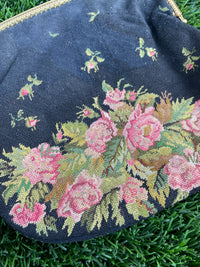 Thumbnail for Antique Black Petite Point Rose Purse