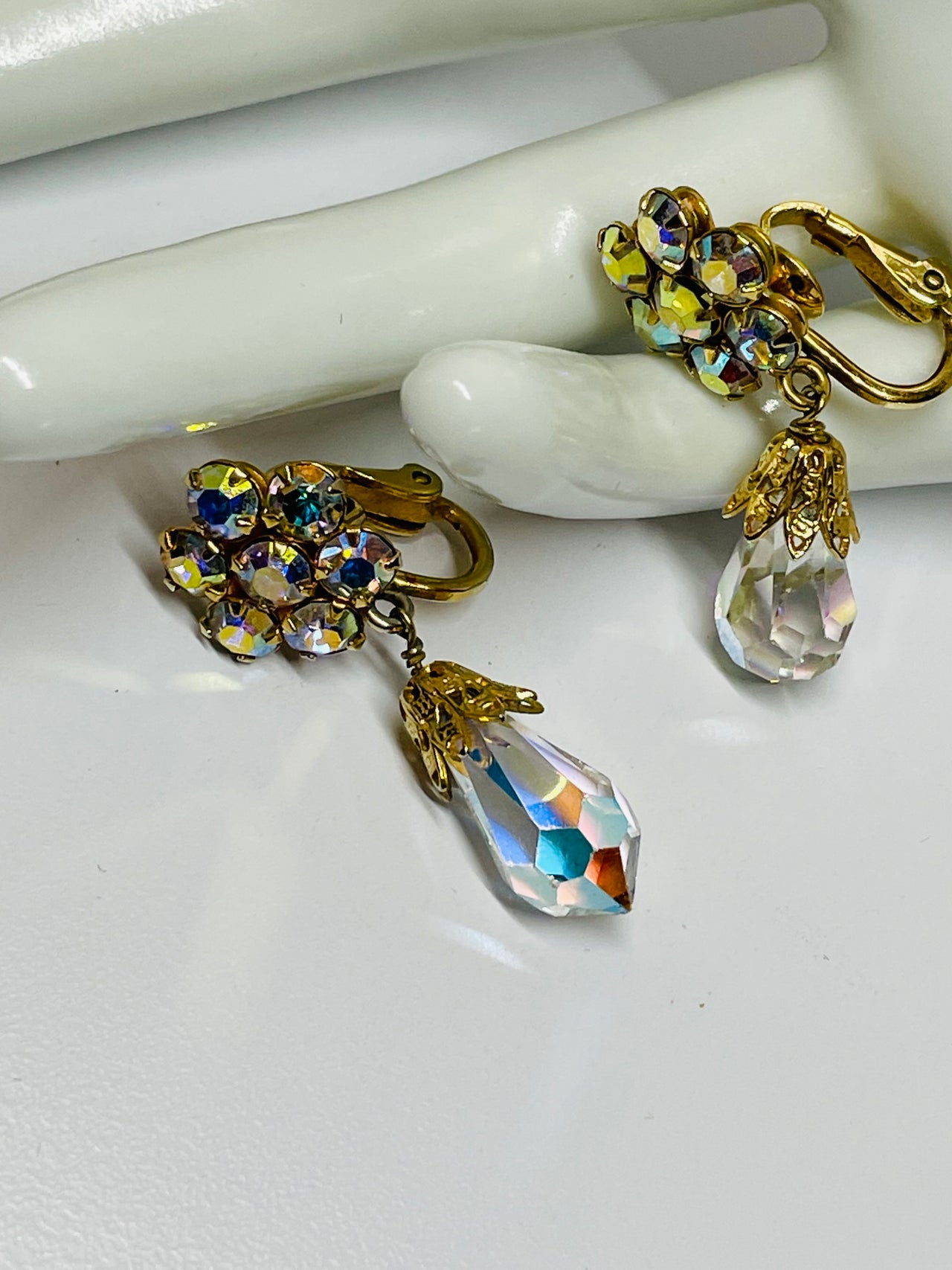 Napier AB Rhinestone Flower Dangle Earrings