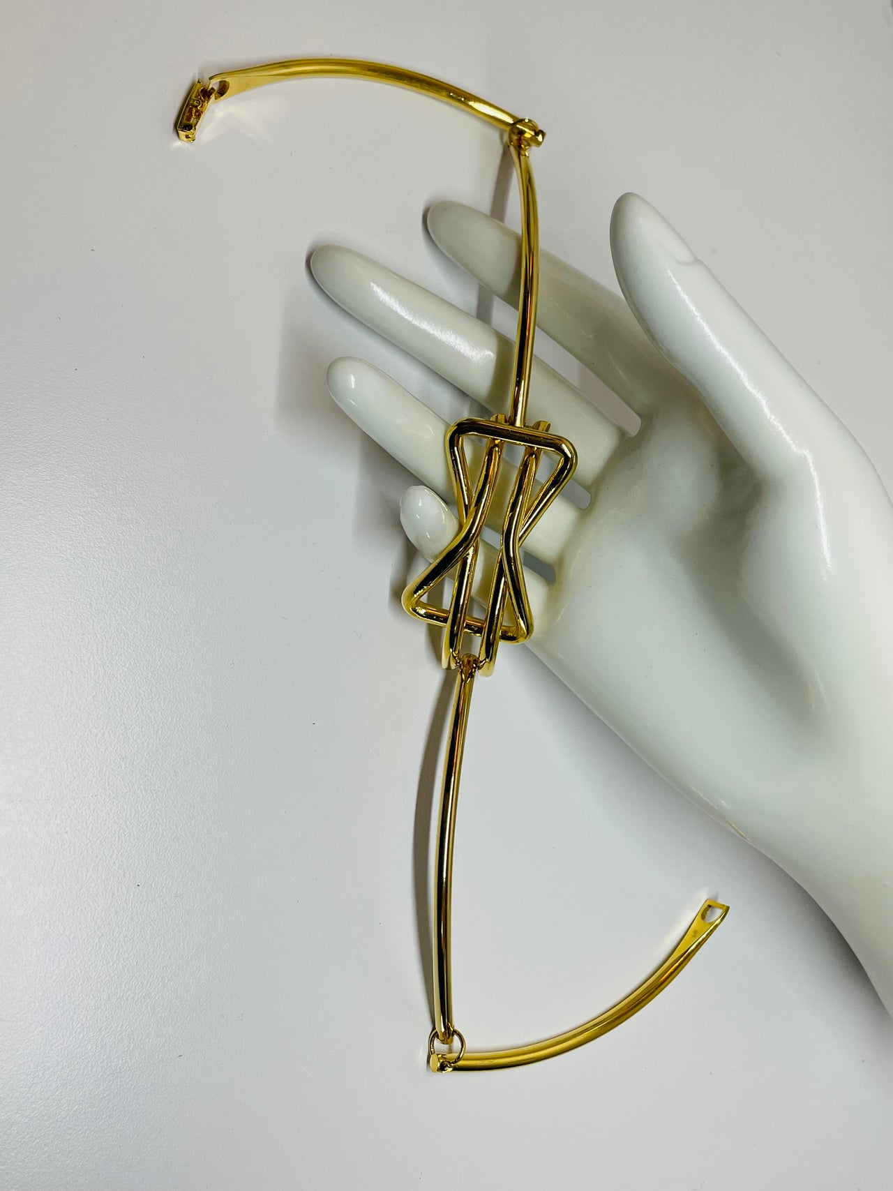 Gold Tone Bow Choker and Bracelet Set