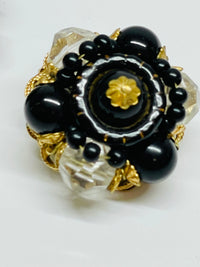 Thumbnail for Black and Gold Beaded Clip on Earrings Devil's Details 
