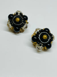 Thumbnail for Black and Gold Beaded Clip on Earrings Devil's Details 