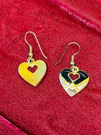 Thumbnail for Black and Gold Heart Dangle Earrings Devil's Details 
