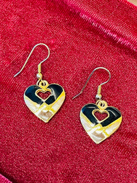 Thumbnail for Black and Gold Heart Dangle Earrings Devil's Details 