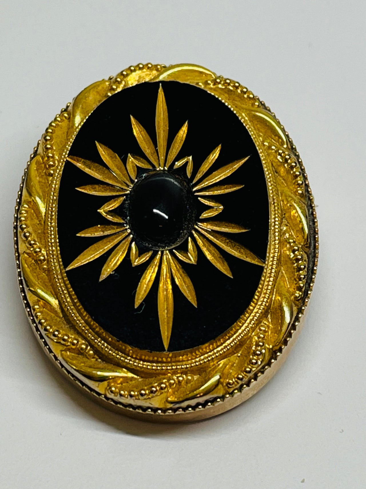 Black and Gold Oval Brooch Devil's Details 