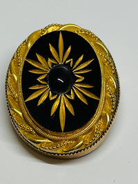 Thumbnail for Black and Gold Oval Brooch Devil's Details 