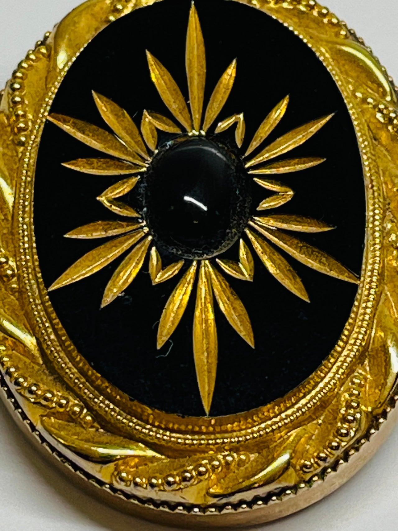 Black and Gold Oval Brooch Devil's Details 