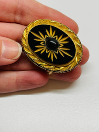 Thumbnail for Black and Gold Oval Brooch Devil's Details 