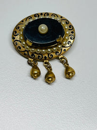 Thumbnail for Black, Gold, and Pearl Brooch Devil's Details 