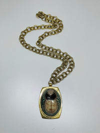 Thumbnail for Blue and Gold Scarab Necklace and Earrings Set Devil's Details 