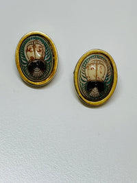 Thumbnail for Blue and Gold Scarab Necklace and Earrings Set Devil's Details 