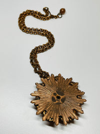 Thumbnail for Copper Circle Leaf Pendant with Gold Stone Devil's Details 