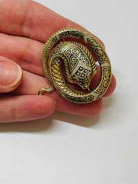 Thumbnail for Damascene Cobra Snake Brooch Devil's Details 