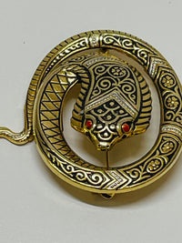 Thumbnail for Damascene Cobra Snake Brooch Devil's Details 