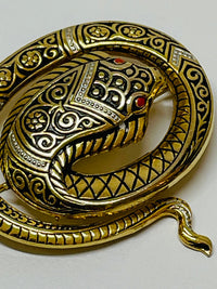 Thumbnail for Damascene Cobra Snake Brooch Devil's Details 